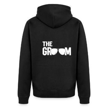 The Groom - Der Bräutigam - Unisex Premium Bio Zip Hoodie - Schwarz - Hinten - Nico (187cm)