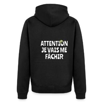 Attention je vais me fachir - Veste à capuche bio Premium Unisexe - noir - Dos - Nico (187cm)