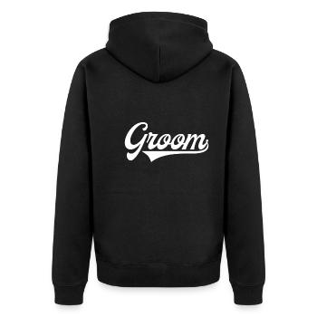 The Groom - Der Bräutigam - Unisex Premium Bio Zip Hoodie - Schwarz - Hinten - Nico (187cm)