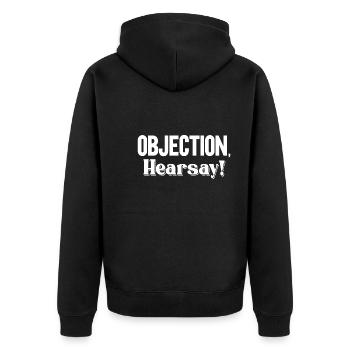 Objection Hearsay - Unisex Premium Organic Zip Hoodie - black - Back - Nico (187cm)