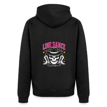 Line Dance Skull with Stetson and Boots and Lasso - Unisex Premium Organic Zip Hoodie - black - Back - Nico (187cm)