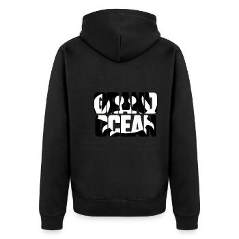 Grand océan - Veste à capuche bio Premium Unisexe - noir - Dos - Nico (187cm)