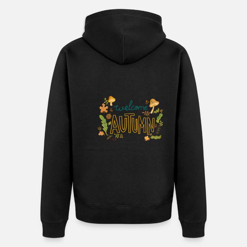 Willkommen im Herbst - Unisex Premium Bio Zip Hoodie - Schwarz