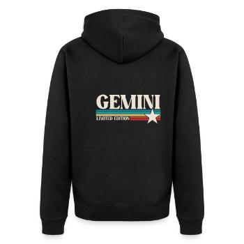 Sternzeichen Zwillinge - Unisex Premium Bio Zip Hoodie - Schwarz - Hinten - Nico (187cm)