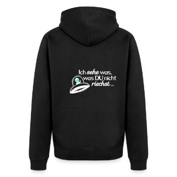 UFO - Ich sehe was - was DU nicht siehst 2 - Unisex Premium Bio Zip Hoodie - Schwarz - Hinten - Nico (187cm)
