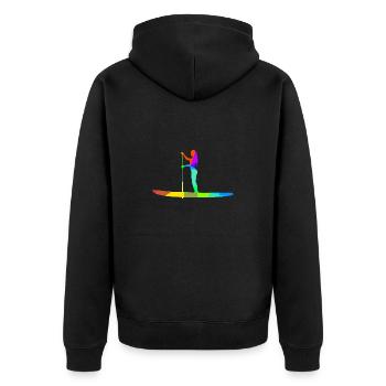 Stand up paddle Planche arc-en-ciel couleurs polygone - Veste à capuche bio Premium Unisexe - noir - Dos - Nico (187cm)