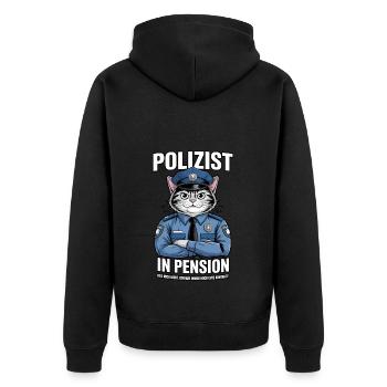 Polizist in Pension Katze | Rente | Polizei - Unisex Premium Bio Zip Hoodie - Schwarz - Hinten - Nico (187cm)