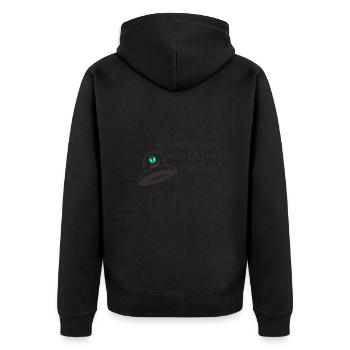 UFO - Ich sehe was - was DU nicht siehst 1 - Unisex Premium Bio Zip Hoodie - Schwarz - Hinten - Nico (187cm)