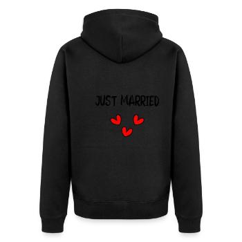 GERADE VERHEIRATET. ES LEBE DIE MARYS. JUNGGESELLINNENABSCHIED - Unisex Premium Bio Zip Hoodie - Schwarz - Hinten - Nico (187cm)