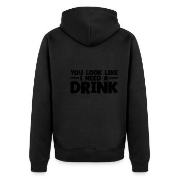 Vintage Drinking Beer Drinker Look Like Drink - Unisex Premium Organic Zip Hoodie - black - Back - Nico (187cm)