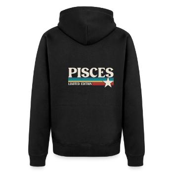 Sternzeichen Fische - Unisex Premium Bio Zip Hoodie - Schwarz - Hinten - Nico (187cm)