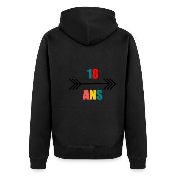 18 ANS. 18e ANNIVERSAIRE. ANNIVERSAIRE 18 ANS. 18 - Veste à capuche bio Premium Unisexe - noir - Dos - Nico (187cm)