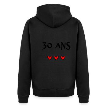 30 ANS. 30e ANNIVERSAIRE. ANNIVERSAIRE 30 ANS. 30 - Veste à capuche bio Premium Unisexe - noir - Dos - Nico (187cm)