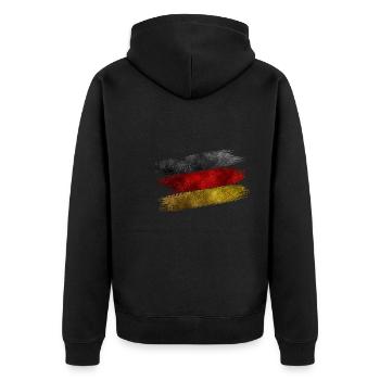 DEUTSCHLAND FLAGGE GLITTER - Unisex Premium Bio Zip Hoodie - Schwarz - Hinten - Nico (187cm)