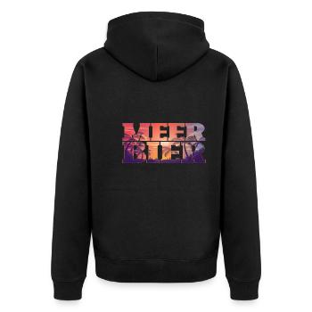 Meer Bier - Unisex Premium Bio Zip Hoodie - Schwarz - Hinten - Nico (187cm)