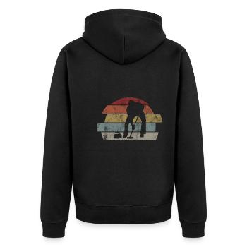 Ice Curling Curler Curling Retro Gift - Unisex Premium Organic Zip Hoodie - black - Back - Nico (187cm)