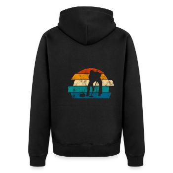 Ice Curling Curler Curling Retro Gift - Unisex Premium Organic Zip Hoodie - black - Back - Nico (187cm)