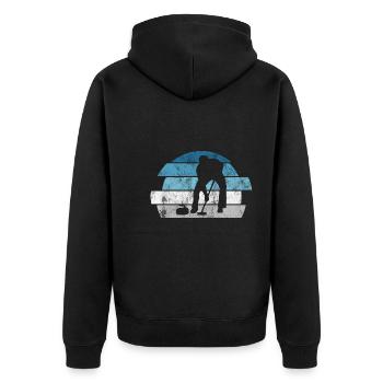 Curling sur glace Curling Retro Cadeau - Veste à capuche bio Premium Unisexe - noir - Dos - Nico (187cm)