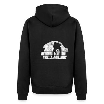 Ice Curling Curler Curling Retro Gift - Unisex Premium Organic Zip Hoodie - black - Back - Nico (187cm)