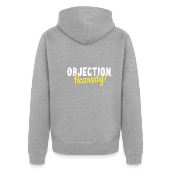 Objection Hearsay - Unisex Premium Organic Zip Hoodie - heather grey - Back - Nico (187cm)
