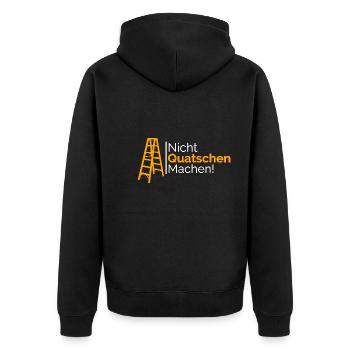 Maler, Lackierer, Spruch, Baustelle, Motivation - Unisex Premium Bio Zip Hoodie - Schwarz - Hinten - Nico (187cm)