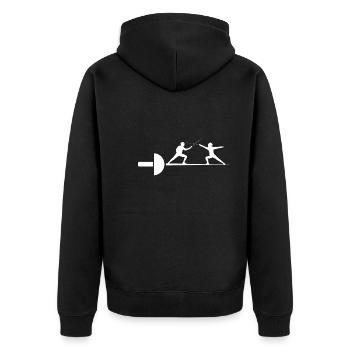 Fechten - Unisex Premium Bio Zip Hoodie - Schwarz - Hinten - Nico (187cm)