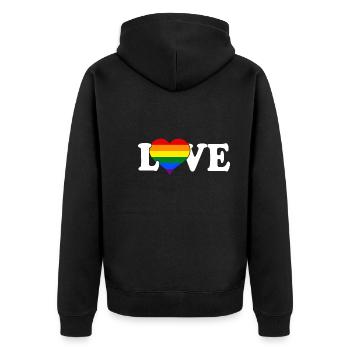 I Love LGBT - Unisex Premium Organic Zip Hoodie - black - Back - Nico (187cm)