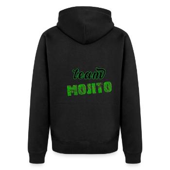 Team MOJITO - Unisex Premium Bio Zip Hoodie - Schwarz - Hinten - Nico (187cm)
