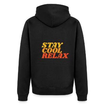 stay cool relax - Unisex Premium Bio Zip Hoodie - Schwarz - Hinten - Nico (187cm)