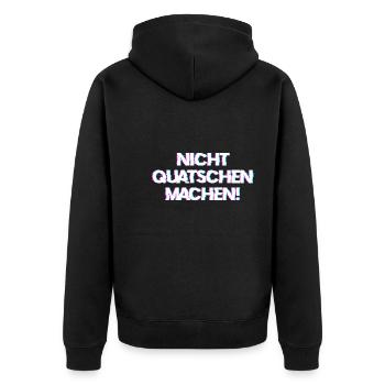 Nicht Quatschen, Machen! Spruch, Motivation, Fun - Unisex Premium Bio Zip Hoodie - Schwarz - Hinten - Nico (187cm)