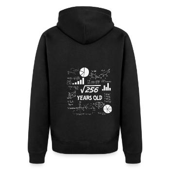Racine carrée de 256| 16Anniversaire Math 16 ans - Veste à capuche bio Premium Unisexe - noir - Dos - Nico (187cm)