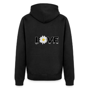 Amour fleur groovy - Veste à capuche bio Premium Unisexe - noir - Dos - Nico (187cm)