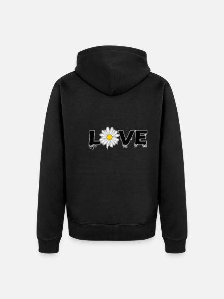 Love flower groovy - Unisex Premium Organic Zip Hoodie - black