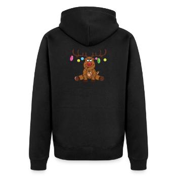 Retro Vintage Grunge Style Weihnachten - Unisex Premium Bio Zip Hoodie - Schwarz - Hinten - Nico (187cm)