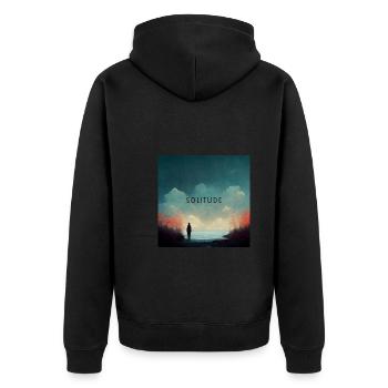 Einsamkeit - Einsamer Mann - Unisex Premium Bio Zip Hoodie - Schwarz - Hinten - Nico (187cm)