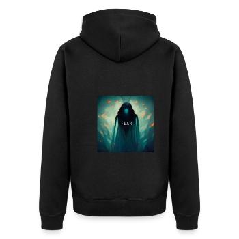 Fear - Unisex Premium Organic Zip Hoodie - black - Back - Nico (187cm)