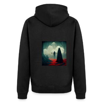 Death Tod - Unisex Premium Bio Zip Hoodie - Schwarz - Hinten - Nico (187cm)