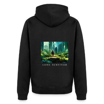 Lone Survivor Einziger Überlebender - Unisex Premium Bio Zip Hoodie - Schwarz - Hinten - Nico (187cm)