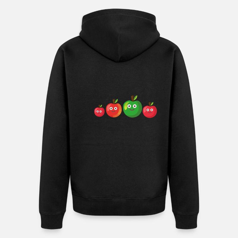 Äpfel,Apfel obst, familie, comic - Unisex Premium Bio Zip Hoodie - Schwarz