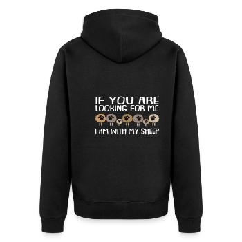 Wenn Ihr mich sucht ich bin bei meinen Schafen - Unisex Premium Bio Zip Hoodie - Schwarz - Hinten - Nico (187cm)
