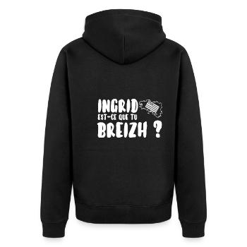 Ingrid est-ce que tu breizh? - Veste à capuche bio Premium Unisexe - noir - Dos - Nico (187cm)