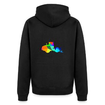 Dampfwalze Regenbogen Polygon Baufahrzeug - Unisex Premium Bio Zip Hoodie - Schwarz - Hinten - Nico (187cm)