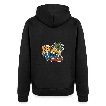 Benidorm Vibes - Unisex Premium Bio Zip Hoodie - Schwarz - Hinten - Nico (187cm)