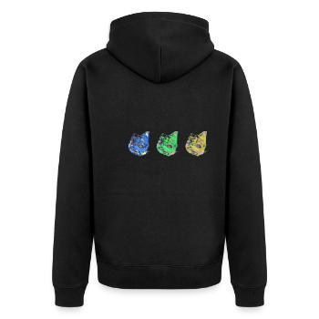 katze, blau ,malerei, ,kätzchen,warhol,pop-art - Unisex Premium Bio Zip Hoodie - Schwarz - Hinten - Nico (187cm)