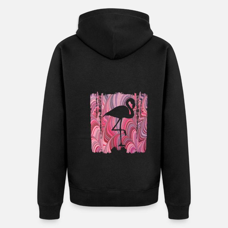 oiseau e 117 flamant rose - Veste à capuche bio Premium Unisexe - noir