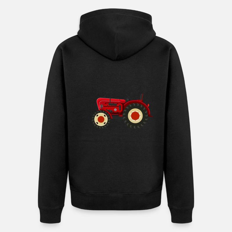 Retro Oldtimer-Traktor rot - Unisex Premium Bio Zip Hoodie - undefined