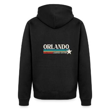 Orlando Florida - Unisex Premium Bio Zip Hoodie - Schwarz - Hinten - Nico (187cm)