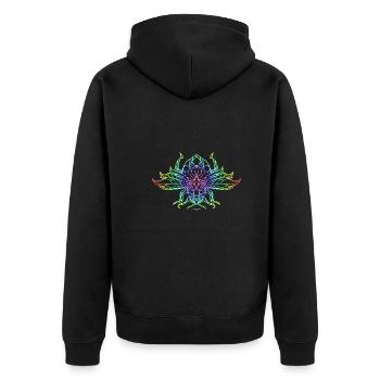 IRON MONKEYS-NEON BUMBLEBEE - Unisex Premium Bio Zip Hoodie - Schwarz - Hinten - Nico (187cm)