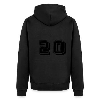 20 ANS. 20e ANNIVERSAIRE. ANNIVERSAIRE 20 ANS. 20 - Veste à capuche bio Premium Unisexe - noir - Dos - Nico (187cm)