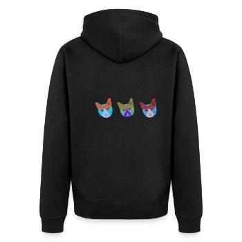 katzen gesichter,3 katzen,warhol, katzenkopf,katze - Unisex Premium Bio Zip Hoodie - Schwarz - Hinten - Nico (187cm)